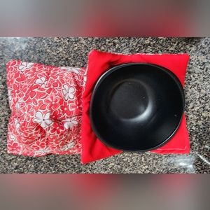 red and white flowers themed bowl cozy